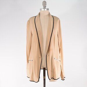 Gold Hawk Beige Silk Shawl Collar Unlined Blazer